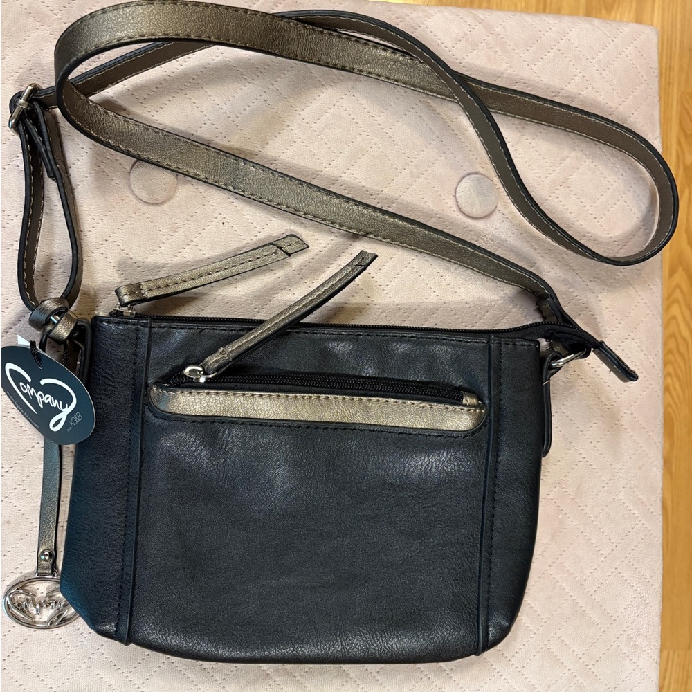 COMPANY Black & Gold faux leather  Crossbody Bag - NWT